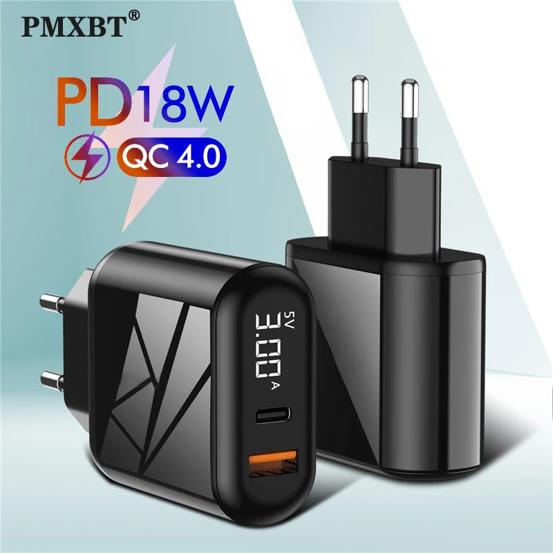 QC 4 0 USB зарядное устройство 18 Вт PD с европейской вилкой для iPhone Samsung S10 S9 Huawei Xiaomi