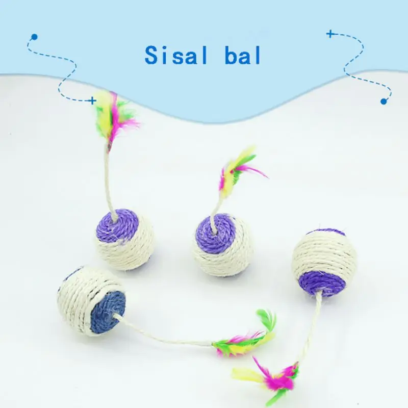 Кошачьи Домашние животные кости мяч перо жевательные сизальные игрушки