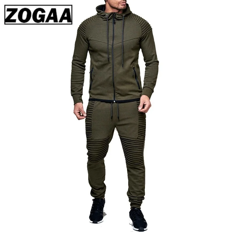 Cheap ZOGGA Fashion Jacket + pants Sportswear Men Tracksuit Hoodie Spring Autumn Men Brand Clothes Hoodies Mens Track Suit Set