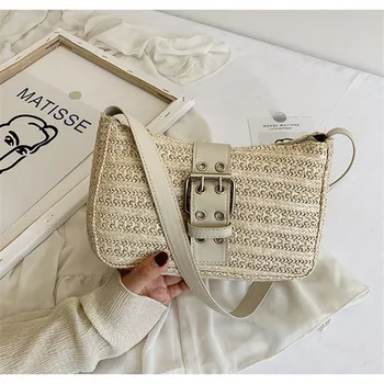 

Mini Straw Baguette Bags For Women 2020 Summer Vintage Female Shoulder Bag Sac A Main Femme Designer Ladies Handbags Bolsos