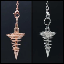 Маятник рейки металлический медный дюбинг исцеляющая Пирамида подвеска амулет чакра маятник хромированный Золотой амулет кулон точечный шар цепи