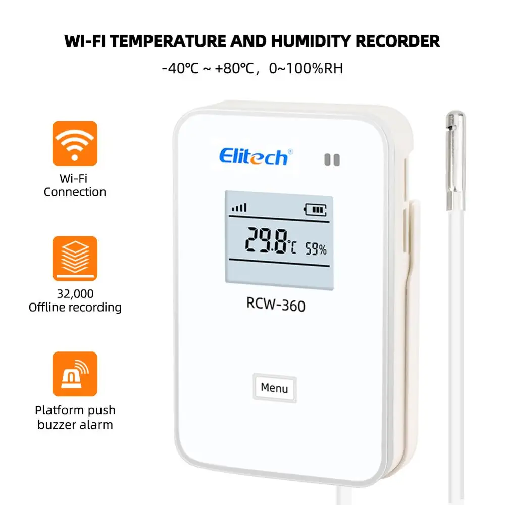 

RCW-360 digital temperature&humidity Data Logger 2G/4G/WIFI connection 24h monitoring for vaccine storage cold storage breeding