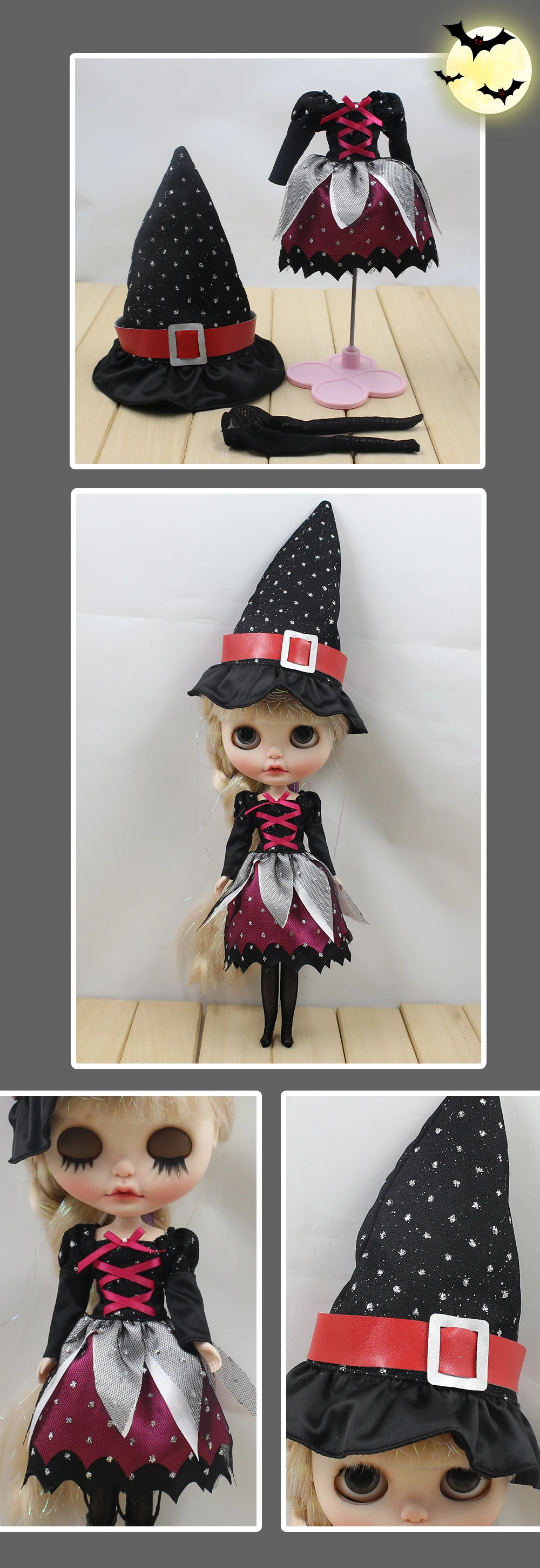 Neo Blythe Doll Halloween Cosplay Dress With Vampire Hat 1