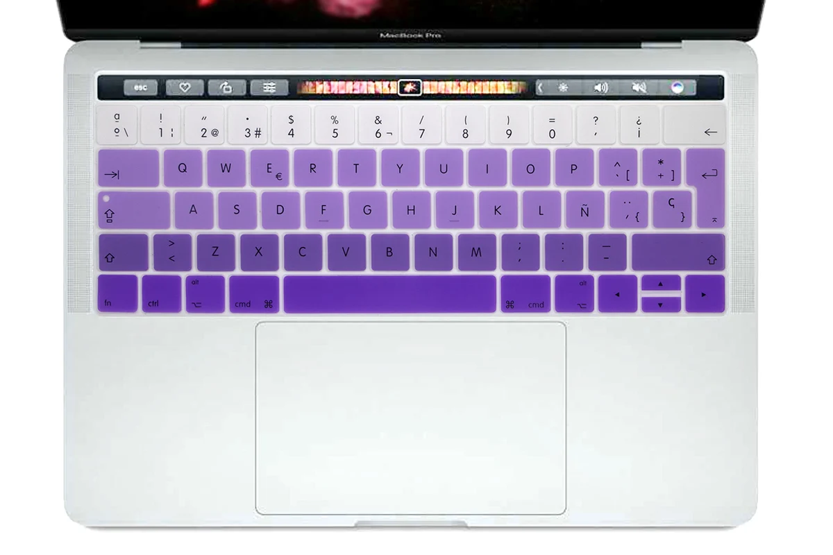 HRH Rainbow EU испанская Силиконовая Защитная пленка для клавиатуры для Mac Pro 13 15 A1706 A1707 A1989 A1990 A2159 с сенсорной панелью - Цвет: Gradient Purple