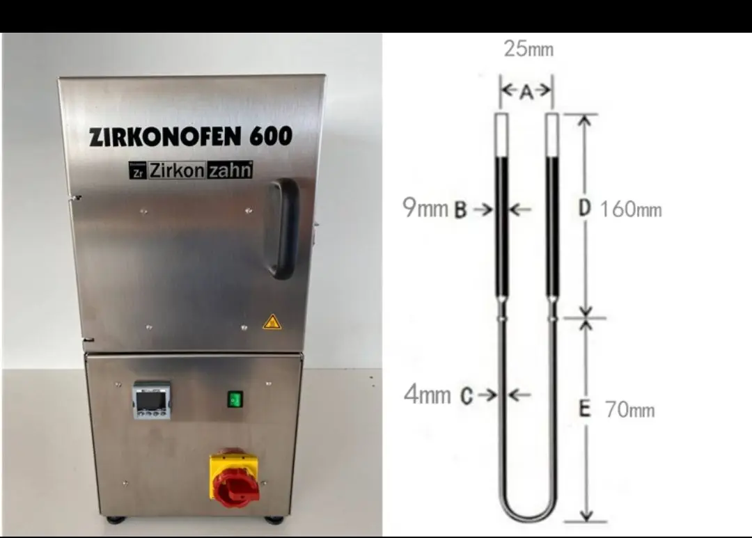 

MoSi2 heating elements Ivoclar S1,Zirconzahn 600, Naberthram dental Furnace Mosi2 Heating Resistance 1800 Degree
