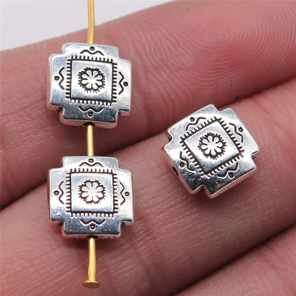 

Wholesale Jewelry Lots Antique Silver Color 4x10mm Small Square Beads Metal Charms Accessories For Women 120 Pieces