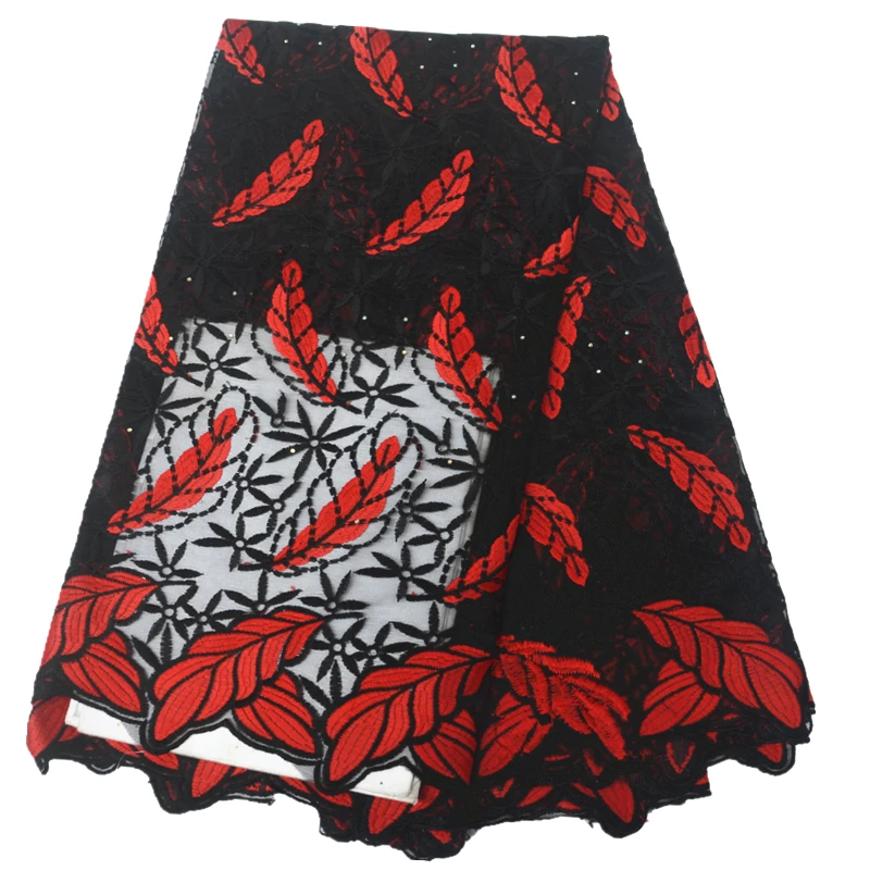 Черная и красная кружвная ткань последняя французский нигерийский кружевной тюль ткань Африканская белая кружевная ткань с камнями высокого качества