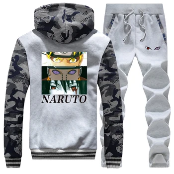 

New Brand Hoodie+Sweatpants Men Streetwear Camouflage 2 Piece Suit Winter Thick Male Clothing Casual Brand Sports Pants Zip Coat