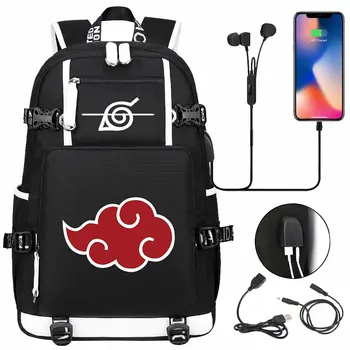 

Hot Anime Naruto Uchiha Itach Sasuke USB Boy Girl Book School Bag Large Capacity Teenagers Student Schoolbags Women Men Backpack