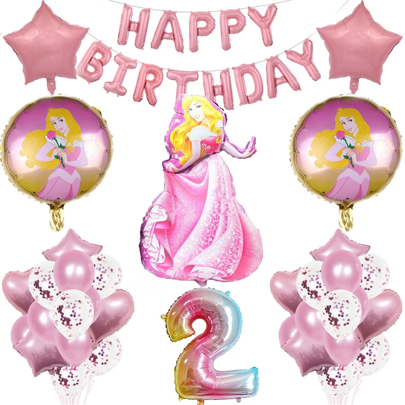 Juego de decoración de fiesta con temática de princesa Aurora, globos de  helio de 32 pulgadas, fiesta de cumpleaños y boda, globo de látex rosa,  juguetes para niños y baby shower, 1