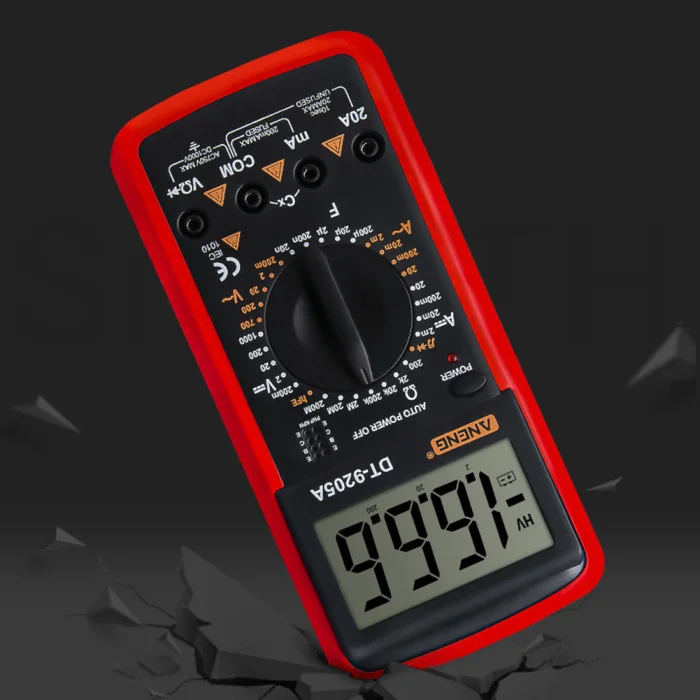 DT9205A Цифровой мультиметр с ЖК-дисплеем ручной AC DC Автоматический диапазон Амперметр Омметр Измеритель сопротивления емкости J