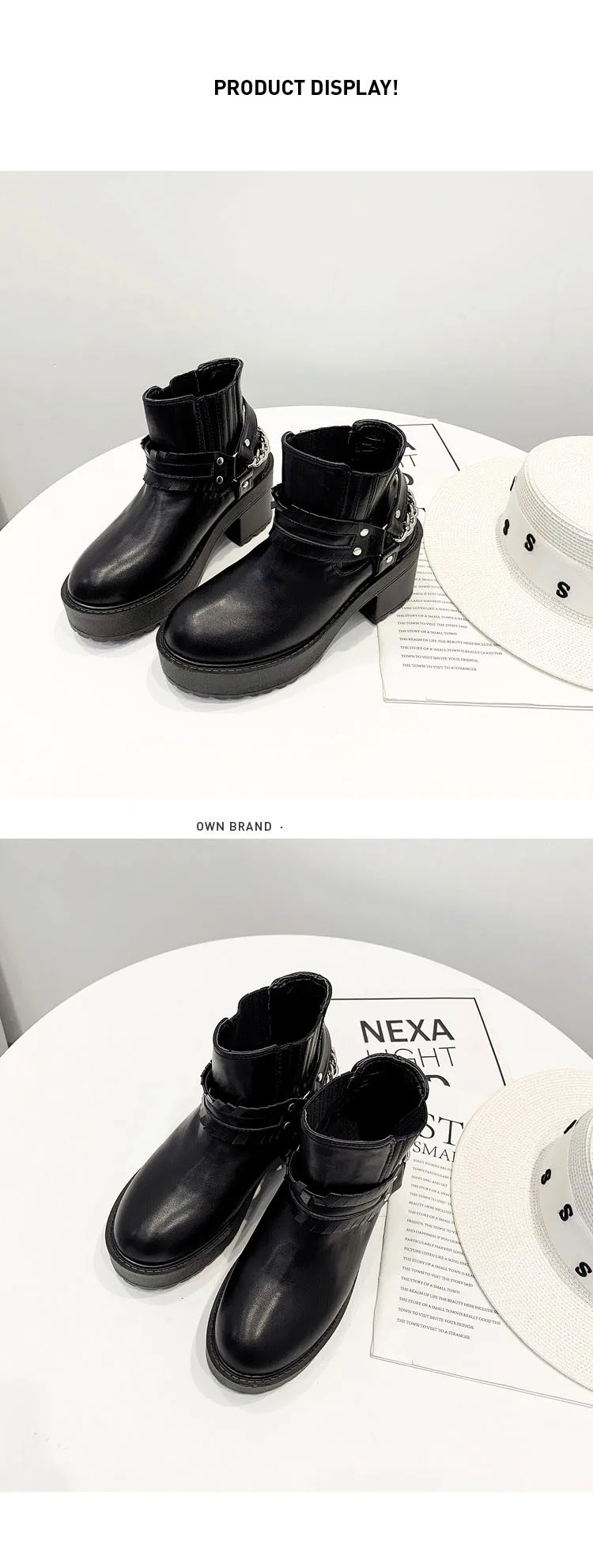 HOKSZVY Autumn Winter Women Platfrom Boot Classic Thick Bottom Waterproof Platform High Heel Wild Nightclub High Heel Boots JXQ