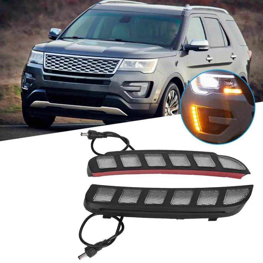 1 пара двухцветный СВЕТОДИОДНЫЙ DRL Дневной ходовой свет Поворотная сигнальная лампа подходит для Ford Explorer