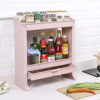

Double Layer Drawer Style Storage Rack for Kitchen Condiments Organize