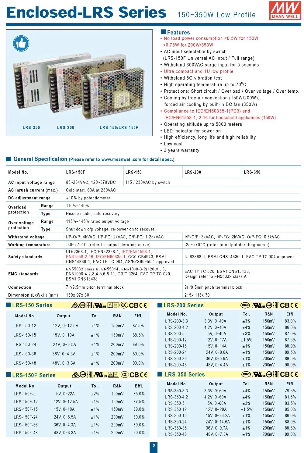 LRS-200-5 Meanwell, 5V, 40A, 200W, DC, Saída única, Loja online