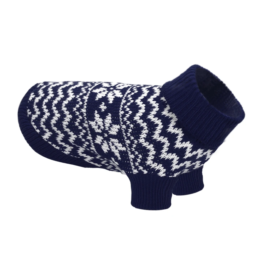 Рождественский свитер со щенком, снежинка, Осень-зима, одежда для маленьких собак, теплая одежда для чихуахуа, костюм кошки - Цвет: Синий