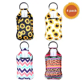 

4Pcs Hand Sanitizer Keychain Holder Travel Bottle Refillable Containers Flip Cap Reusable Empty Bottles with Keychain Carrier