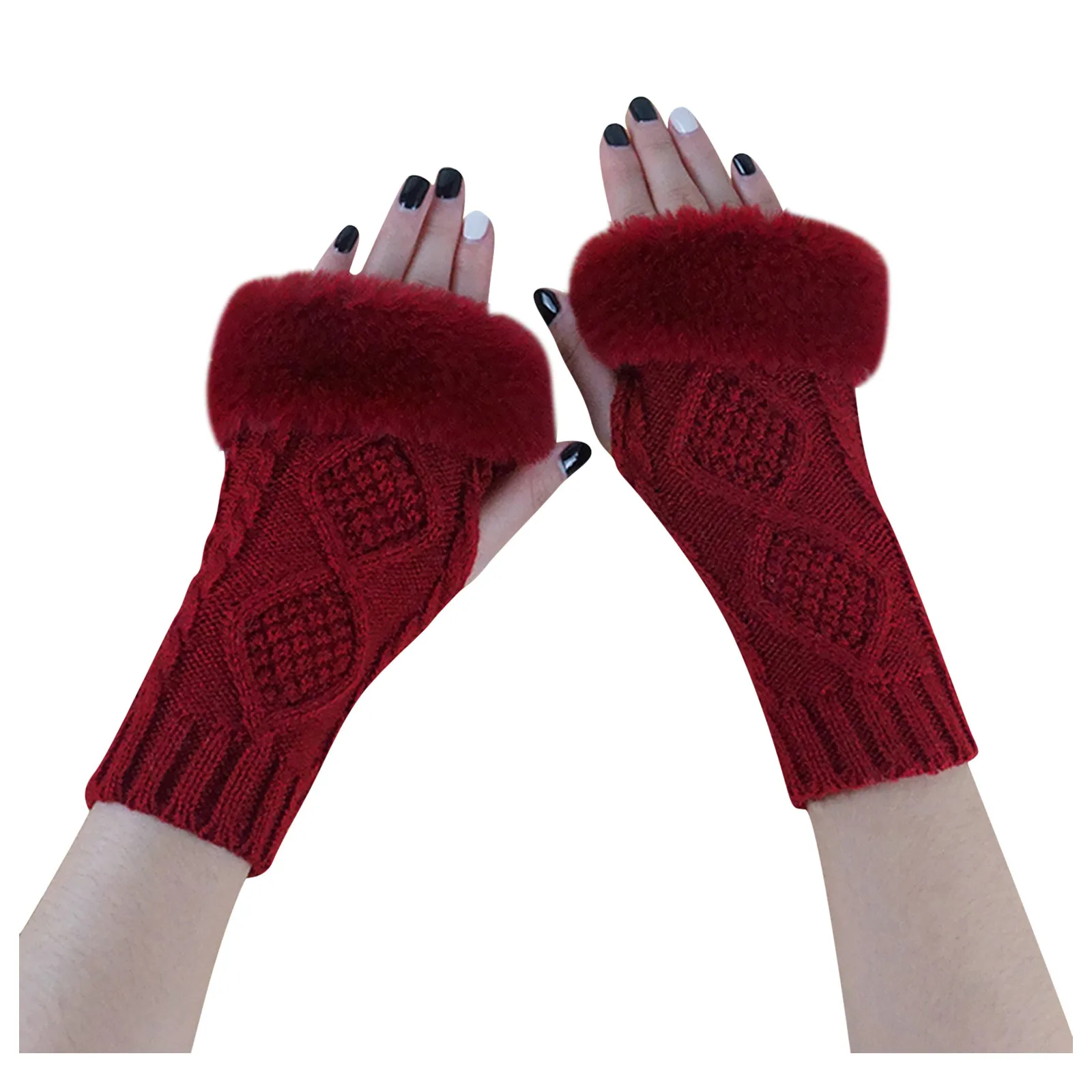 Fingerless Mitten Gloves Knitted Gloves Winter Warm Hand Wrist Warmer Gloves 
