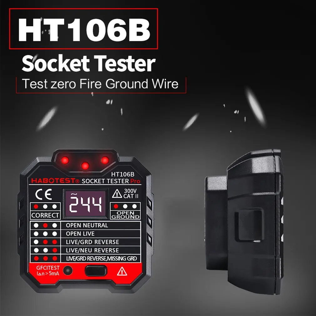 HABOTEST GFCI тестер на выходе 48-250 В розетка питания автоматический детектор полярности напряжения электрической цепи настенный выключатель
