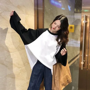 

Women Long Sleeve Sweater Cartoon Letter Print Tops Loose Female Casual Sweaters