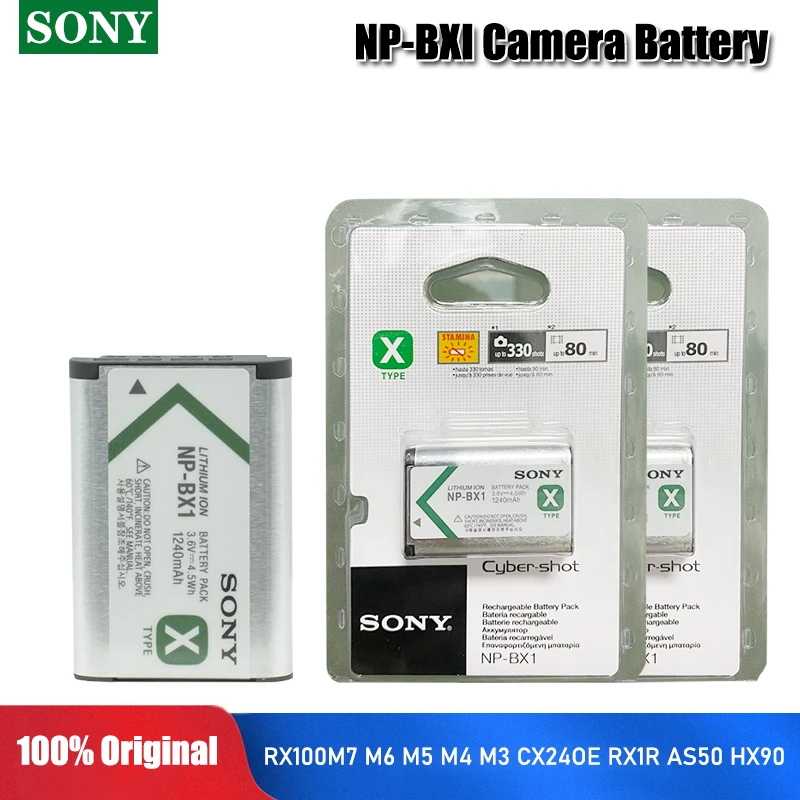 100% Original Sony NP-BX1 BX1 de batería de la Cámara paquete DSC RX1 RX100 M3 M2 RX1R WX300 HX300 HX400 HX50 HX60 GWP88 PJ240E AS15 WX350