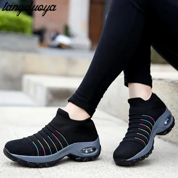 

Flying woven running shoes women's platform sneakers mesh breathable women's shoes socks overshoes casual shoes Zapatos de mujer