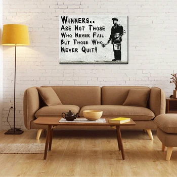 

A Man Graffiti on the Wall Modern Fashion Canvas Painting HD Winners Poster Wall Art Picture For Bedroom Living Room Decoration