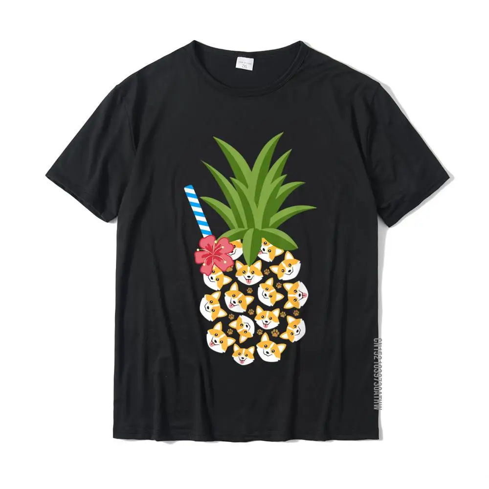 Casual Normal Summer/Fall 100% Cotton O-Neck Boy Tops Shirts Street T Shirt Prevalent Short Sleeve T Shirts Free Shipping Pineapple Corgi Hawaiian T Shirt Tropical Aloha Dog Lover T-Shirt__MZ19425 black