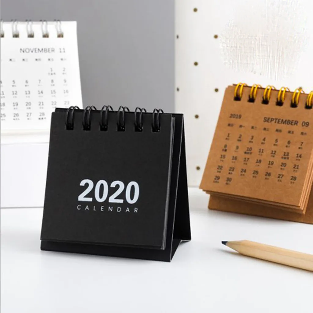 

30@ 2020 Mini Desk Calendar Stand Up Flip Calendar Daily Monthly Table Planner Agenda Organizer for Home School Office Use