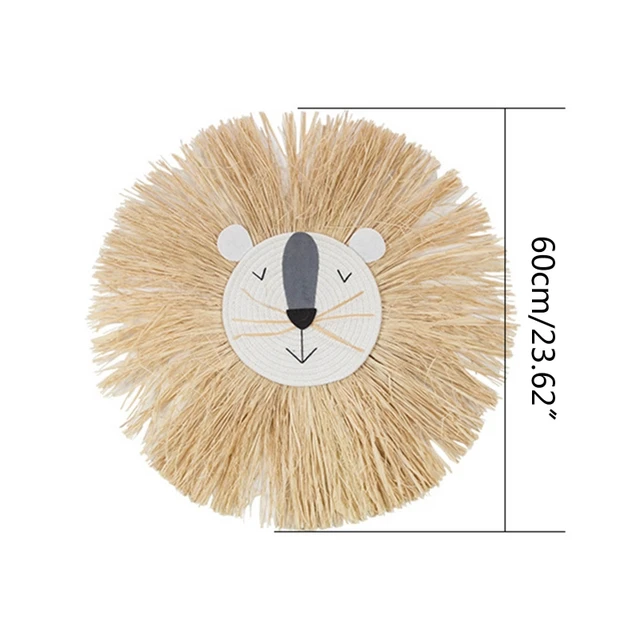 Cartoon Lion Hanging Decorations Handmade Cotton Thread Weaving Animal Head Ornament Kids Room Wall Home Accessory 60cm 5