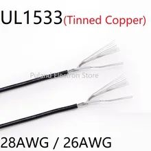 Ul1533 único núcleo blindado fio 28awg 26awg canal de áudio sinal cabo amplificador eletrônico linha pvc isolado 1 pino cobre preto
