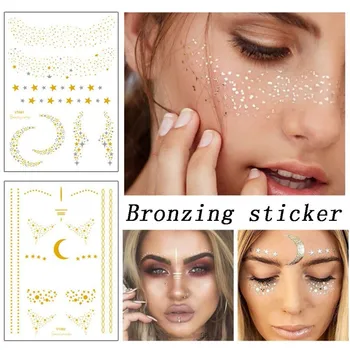 

Christmas Halloween Face Gold Foil Gold Foil Sticker Tattoo Stickers Strass Visage Autocollant Make Up Rave Strass Visage Adhesi