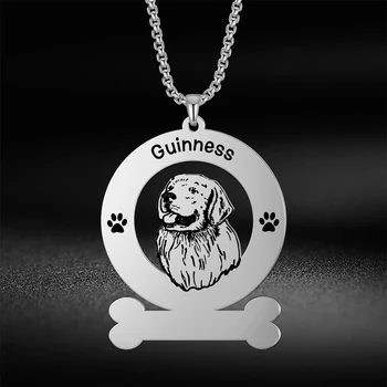 

My Shape Cute Dogs Personalized Necklace Custom Engrave Pet Name Date Round Bone Pendant Necklace Fashion Jewelry Memorial Gift