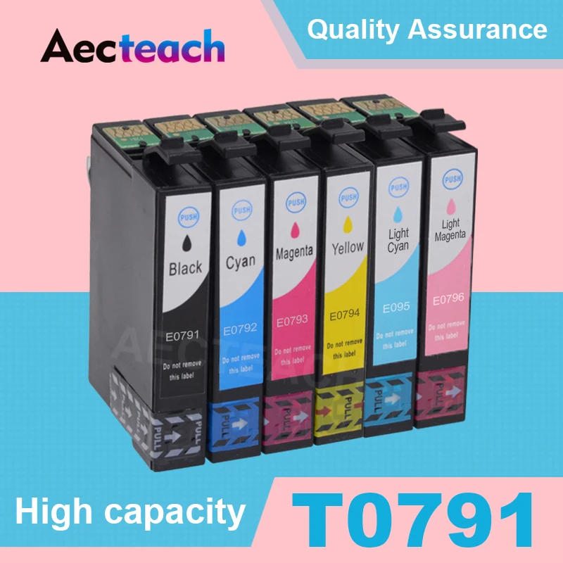 Aecteach совместимый чернильный картридж для принтера EPSON T0791 T0792 T0793 T0794 T0795 T0796 для Stylus Photo 720WD 730WD 800FW 810FW принтер