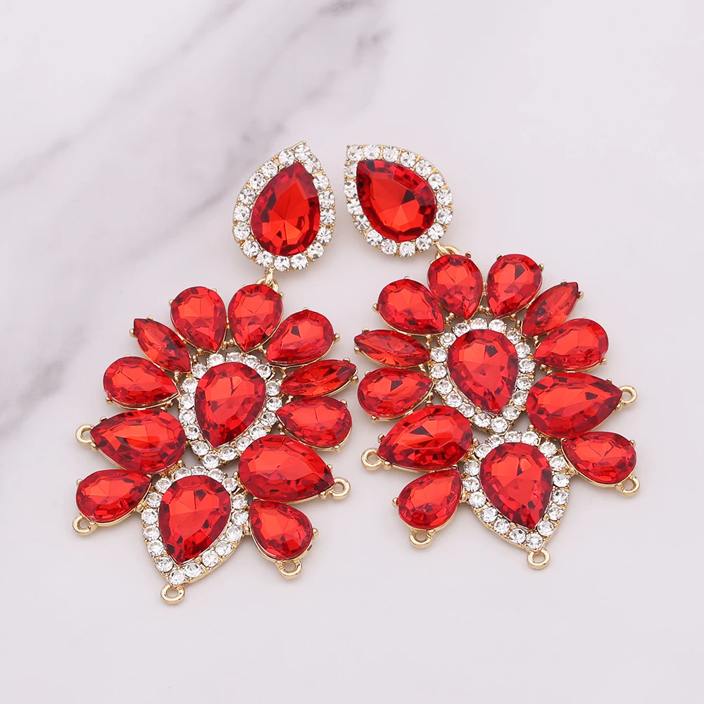 Statement Earrings For Women India Earrings Women Rhinestones Pendant Crystal Flower Tassel Earring Fashion Jewelry Lady Gifts