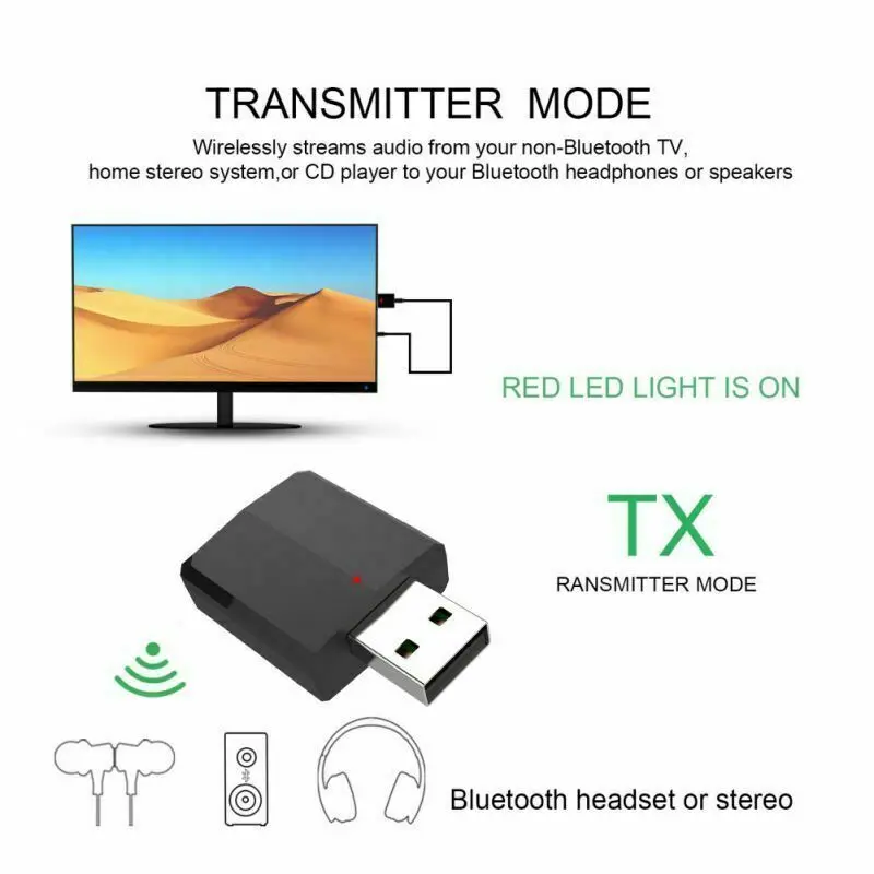 Bluetooth 5,0 беспроводной передатчик приемник аудио адаптер мини портативный 3,5 мм Музыка AUX автомобильный телефон ПК ноутбук USB адаптер