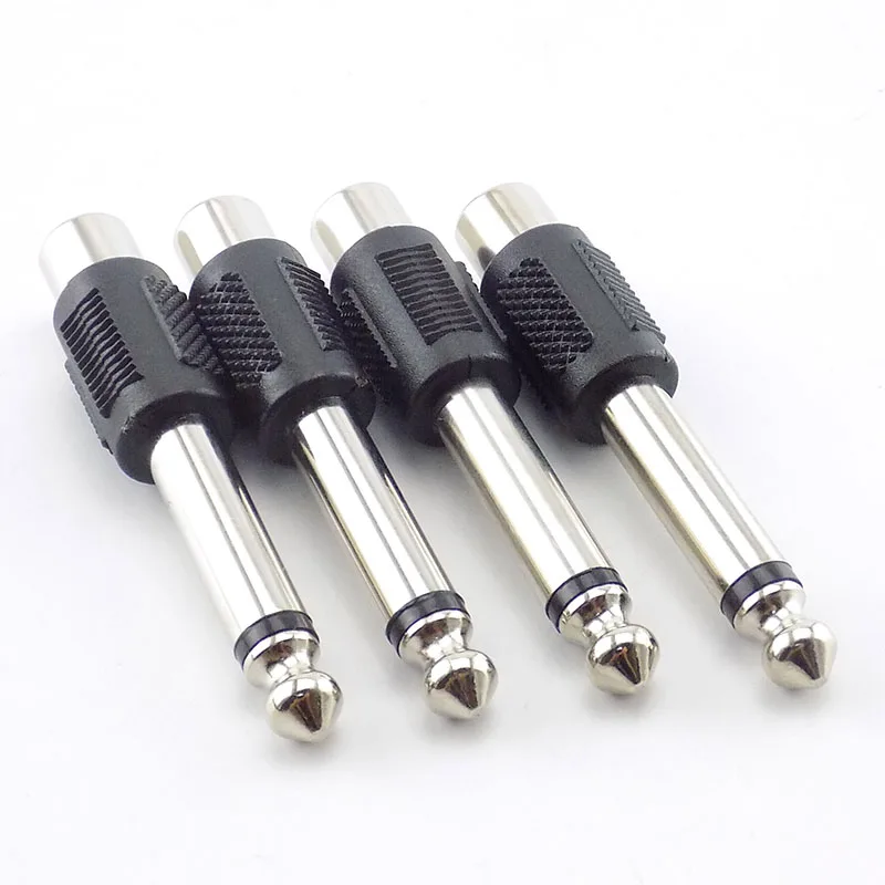 4pcs RCA/AV Female Jack to 6.35mm Male Plug RCA Audio Adapters Connectors Plugs for DIY FM Microphone W17 | Электроника