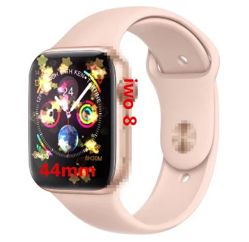 Смарт-часы 44 мм чехол BT напоминание о звонках iwo 8 9 10 series 4 для IOS и Android Phone IWO smart watch - Цвет: Розовый