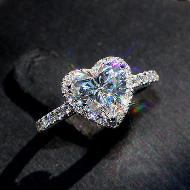 Diamond Rings For Women Zircon Charms Bridal White Gold Engagement Promise Ring Trendy Korean Marriage Jewelry Wholesale