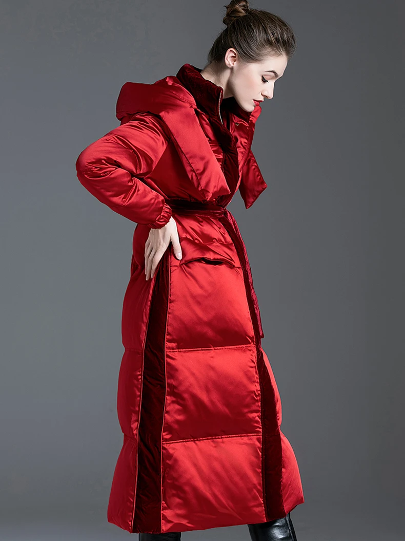 Long Red Winter Puffer Coat Warmest Coats For Women - Luxy Moon ...