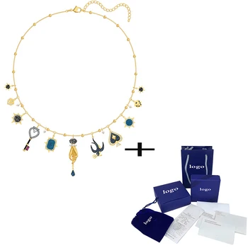 

Exquisite Fashion TAROT MAGIC Mysterious Lucky Symbol Necklace Colored Bird Key Decoratiop Spades Crystal Ladies Necklace