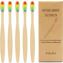 Бамбуковая зубная щетка для взрослых с радужной щетиной