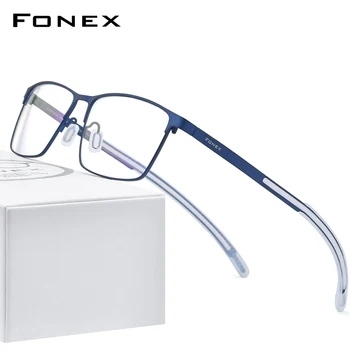 

FONEX Pure Titanium Eyeglass Frame Men Square Myopia Optical Prescription Glasses 2020 New High Quality Silicone Eyewear 8521