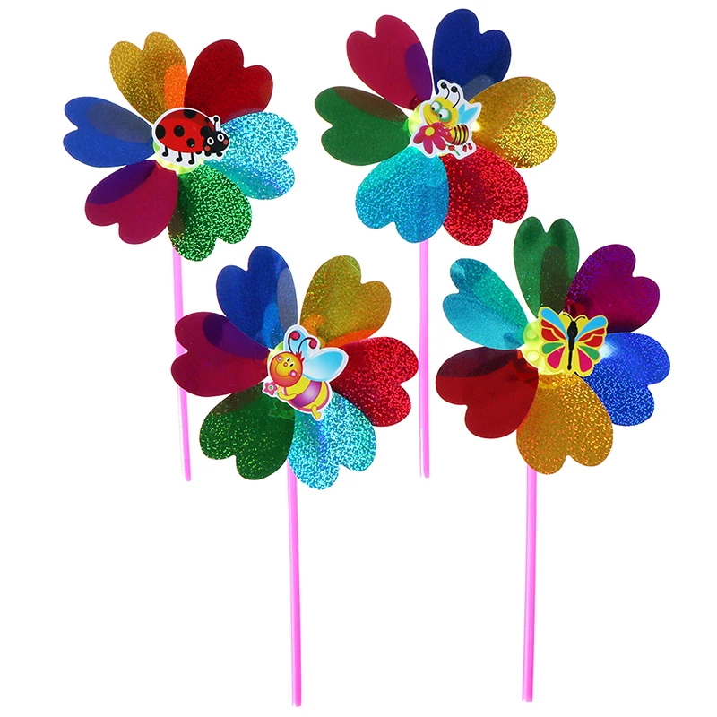 Home Garden Yard Decoration Kids Toy 1PC Colorful Sequins Windmill Wind Spinner |