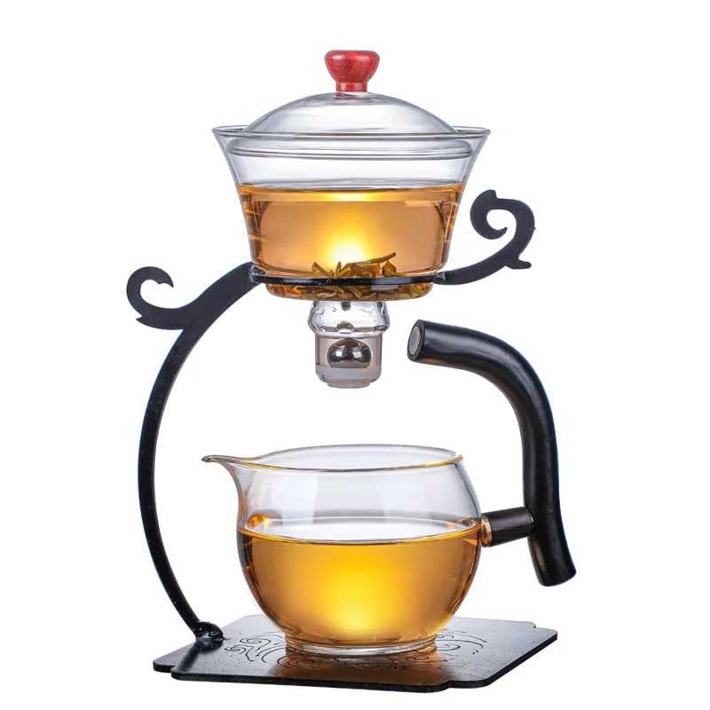 Tee-Tropfkanne für zu Hause Blau MagiDeal Automatisches faules Tee-Set aus Glas mit magnetischer drehbarer Schüssel