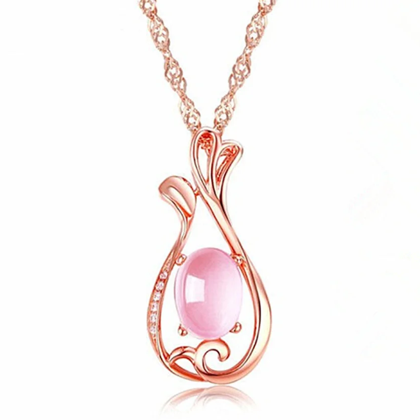 Exclusivo Pingente Rosa Rosa Rosa Ouro Folha Flor Folha Rosa Quartzo 