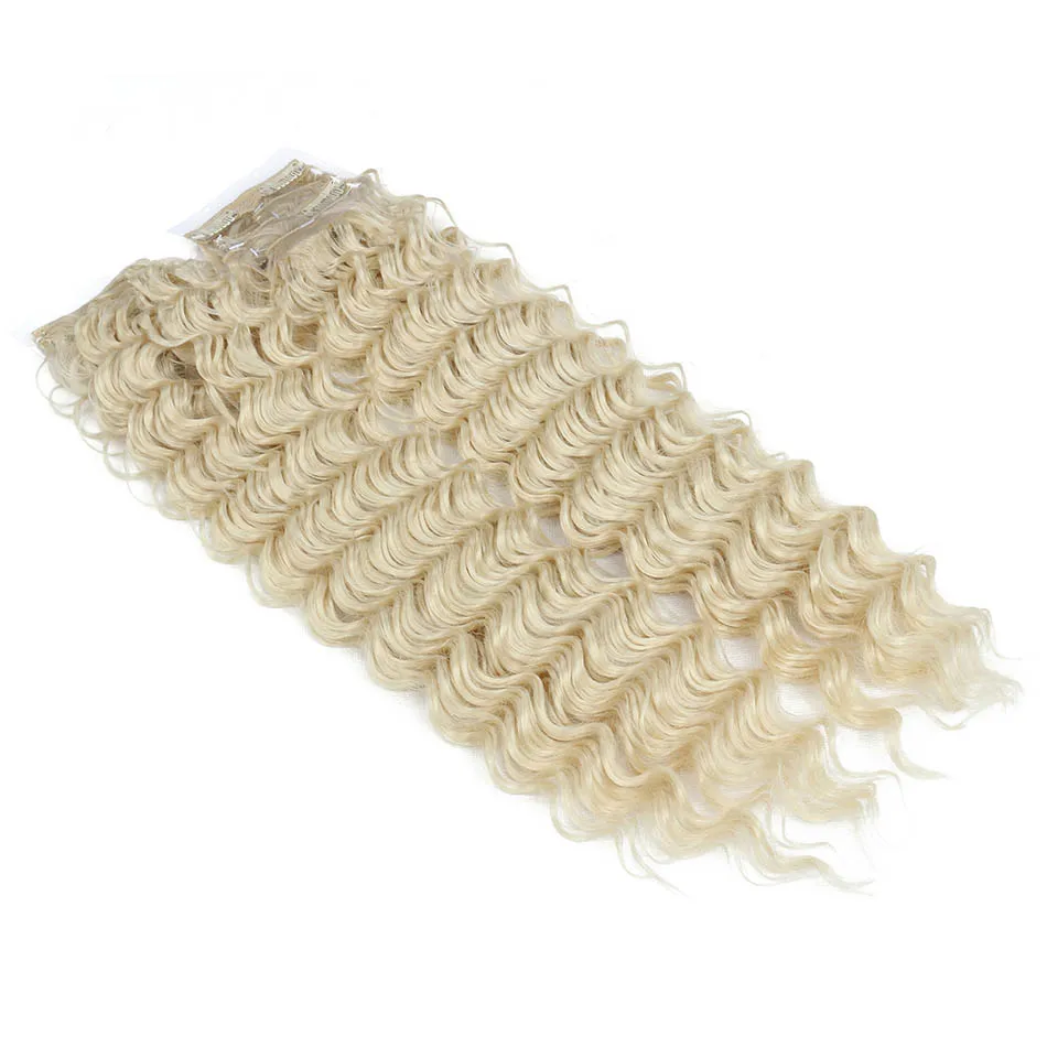 

Beauty On Line Synthetic Clip in Hair Extensions Double Weft Deep Wave 7 Pieces/Lot 24Inches Blonde Color