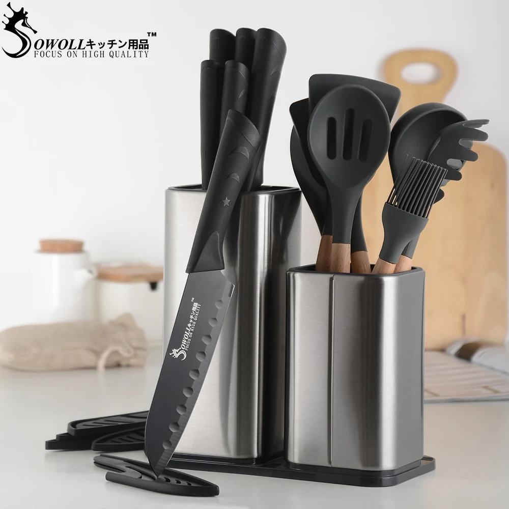 SOWOLL столовые приборы из нержавеющей стали держатель кухонного ножа блок
