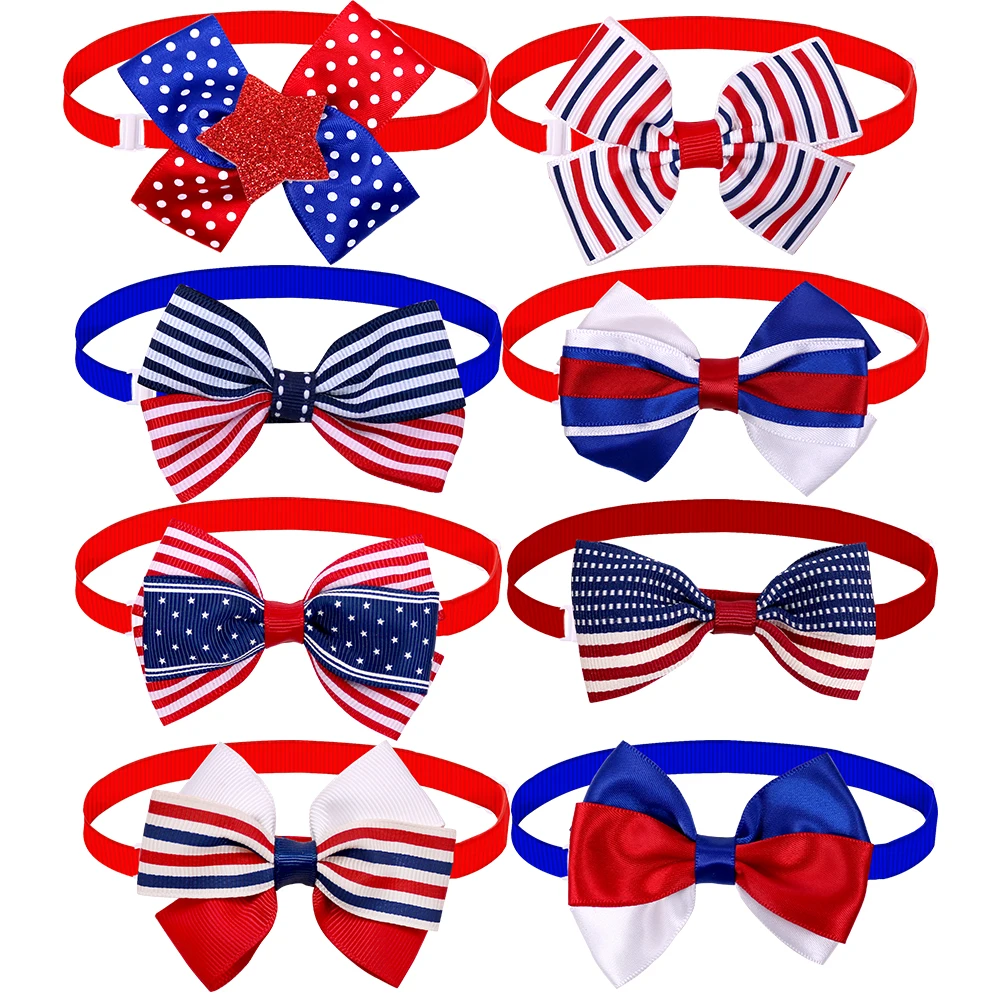 

50pcs Dog Bow Tie American Independence Days Dog Supplies Dog Cat Bowties 4th of July Grooming Accessories For Small Dogs