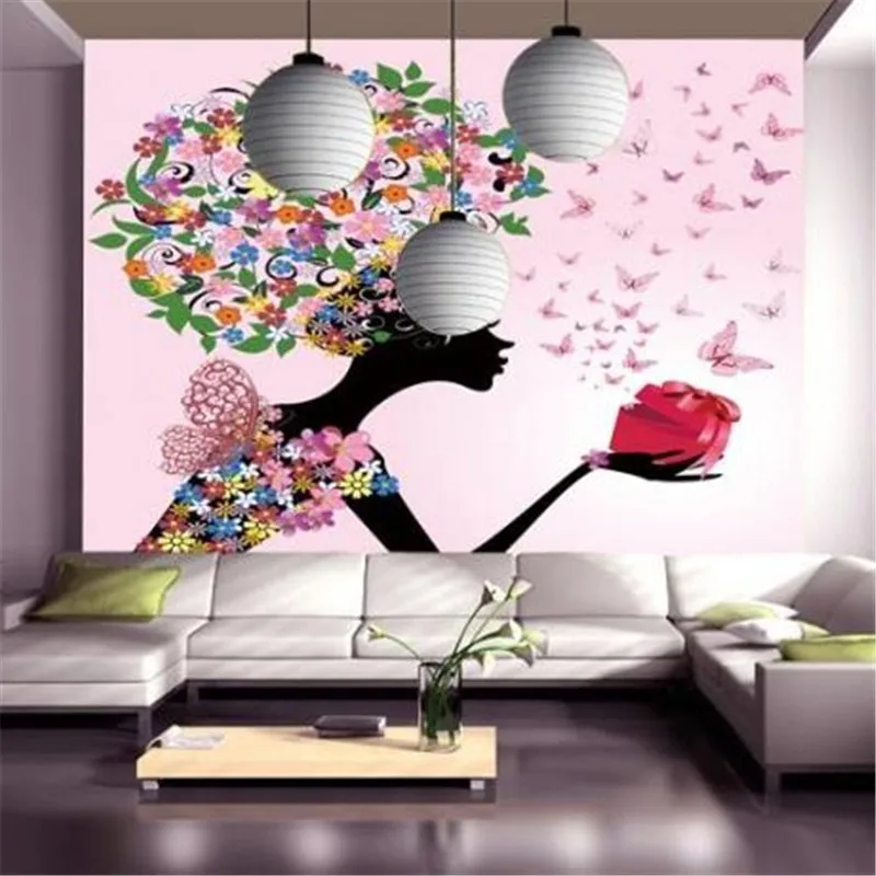 Free-shipping-Seamless-wallpaper-mural-backdrop-beauty-salon-hair-salon-butterfly-pattern-girls-Custom-Size